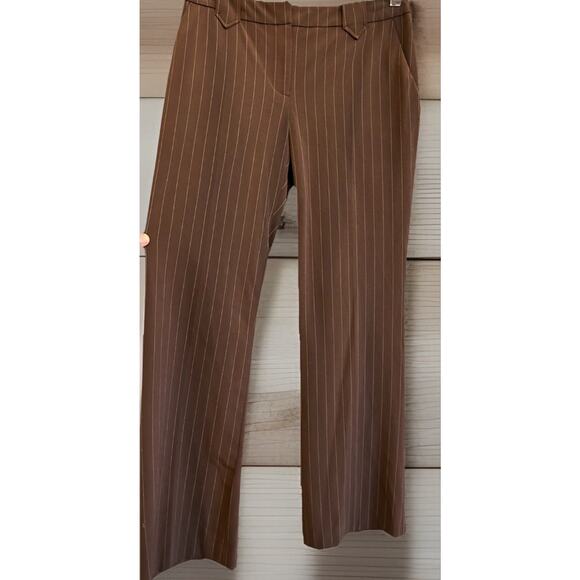 Y2K Apostrophe Pants 6 Pin Stripe Brown Wide Leg Office Siren Corpcore VTG 2000s - Picture 1 of 14